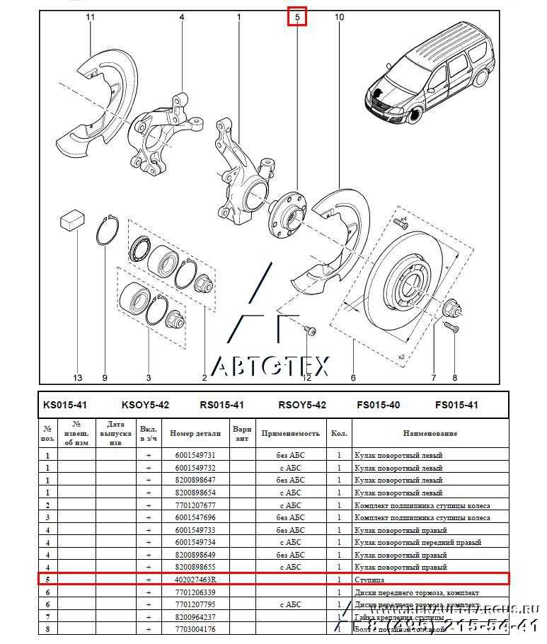 Подшипник передней ступицы (колеса) — снятие и установка